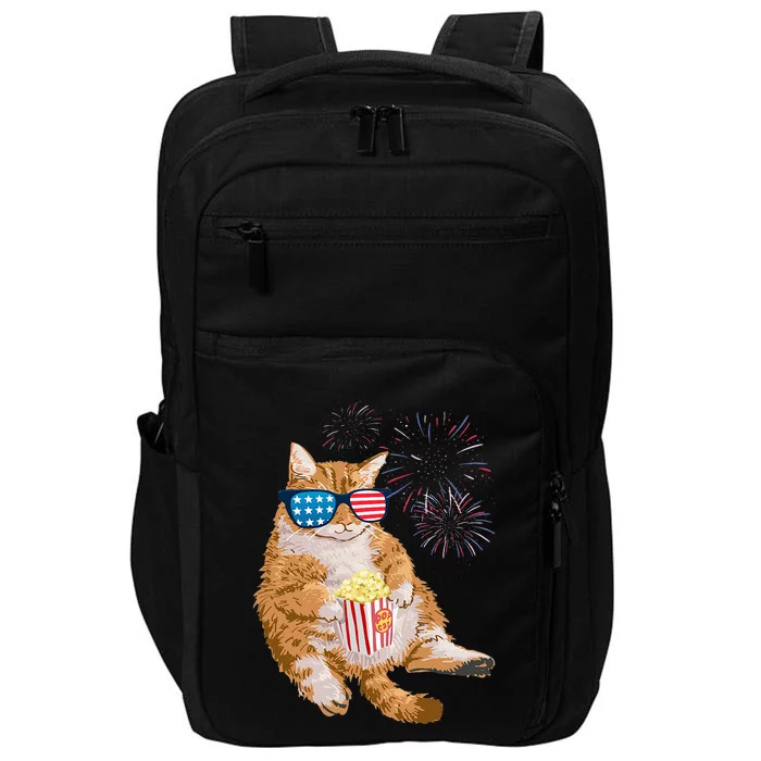 Patriotic Cat 4th of July USA American Flag Impact Tech Backpack