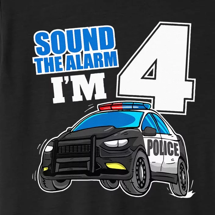 Police Car 4th Birthday Boy 4 Cop Policeman Officer Four ChromaSoft Performance T-Shirt