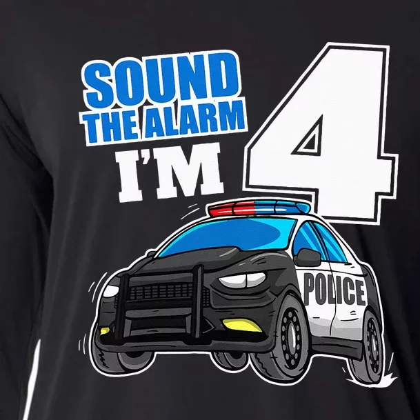 Police Car 4th Birthday Boy 4 Cop Policeman Officer Four Cooling Performance Long Sleeve Crew