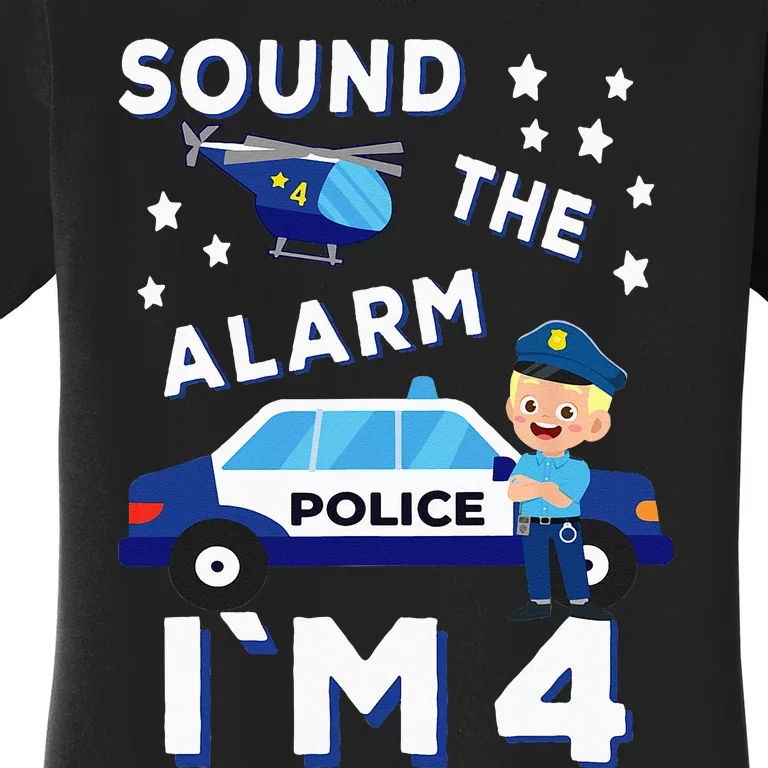 Police Car 4th Birthday Party S Police Women's T-Shirt