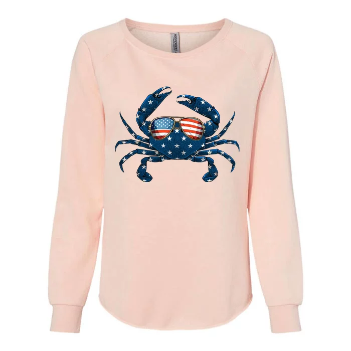 Patriotic Crab 4th Of July Usa Crustacean Seafood Crabbing Womens California Wash Sweatshirt