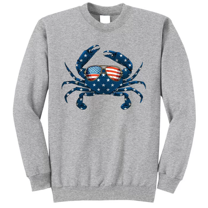 Patriotic Crab 4th Of July Usa Crustacean Seafood Crabbing Tall Sweatshirt