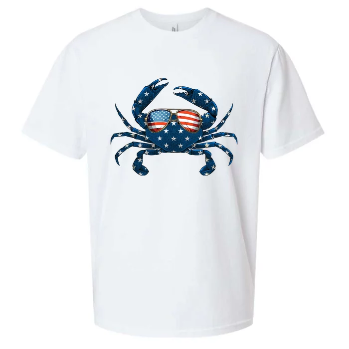 Patriotic Crab 4th Of July Usa Crustacean Seafood Crabbing Sueded Cloud Jersey T-Shirt