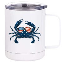 Patriotic Crab 4th Of July Usa Crustacean Seafood Crabbing 12 oz Stainless Steel Tumbler Cup