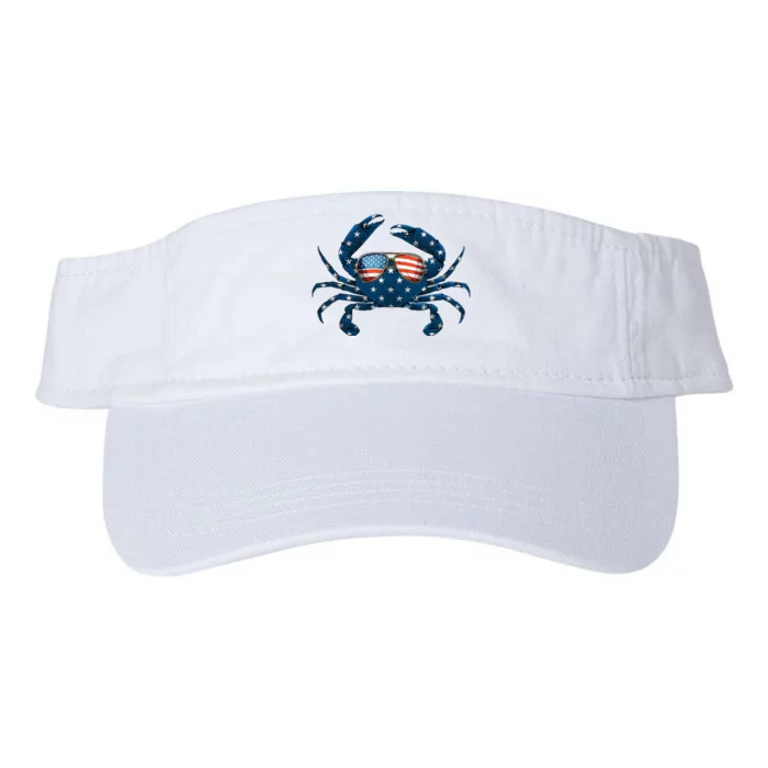 Patriotic Crab 4th Of July Usa Crustacean Seafood Crabbing Valucap Bio-Washed Visor