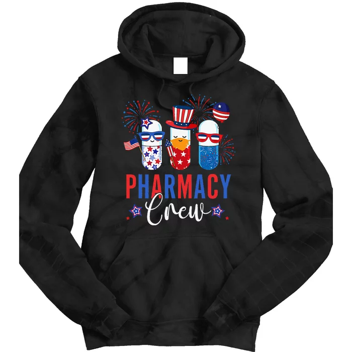 Pharmacy Crew 4th Of July Cute Pills American Patriotic Tie Dye Hoodie