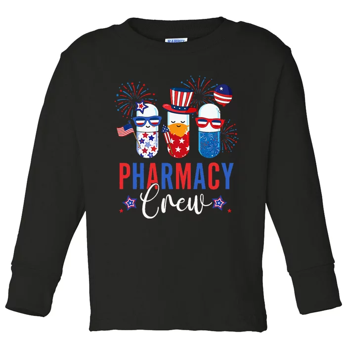 Pharmacy Crew 4th Of July Cute Pills American Patriotic Toddler Long Sleeve Shirt