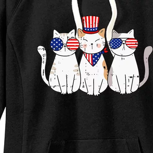 Patriotic Cat 4th Of July Funny Kitten Cat Lover Pet Owner Women's Fleece Hoodie