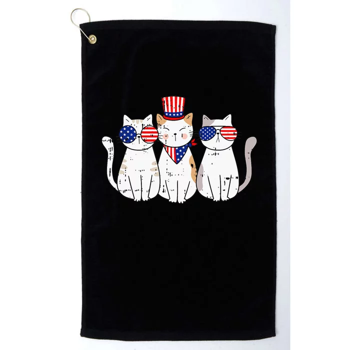 Patriotic Cat 4th Of July Funny Kitten Cat Lover Pet Owner Platinum Collection Golf Towel