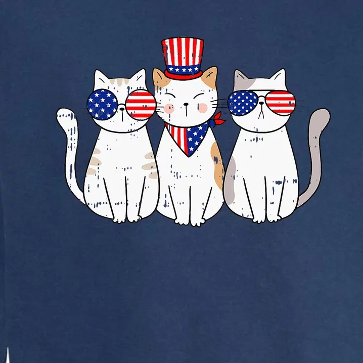 Patriotic Cat 4th Of July Funny Kitten Cat Lover Pet Owner Garment-Dyed Sweatshirt