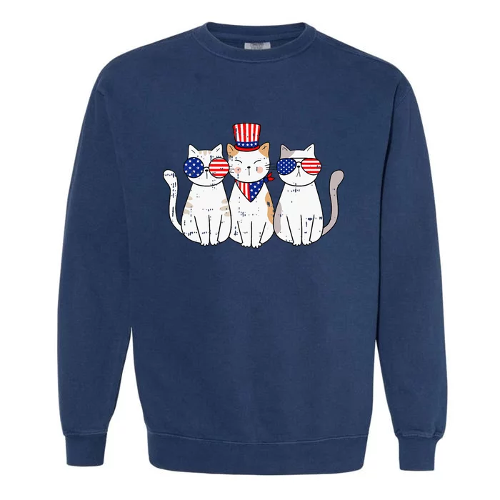 Patriotic Cat 4th Of July Funny Kitten Cat Lover Pet Owner Garment-Dyed Sweatshirt