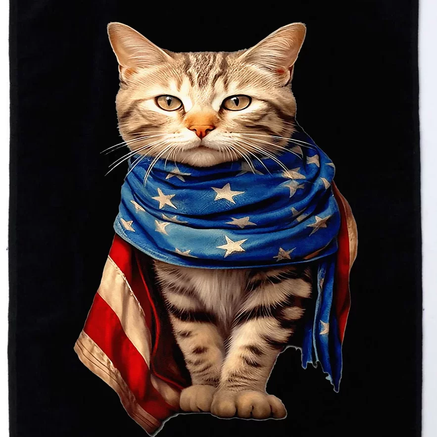 Patriotic Cat 4Th Of July USA American Flag Platinum Collection Golf Towel