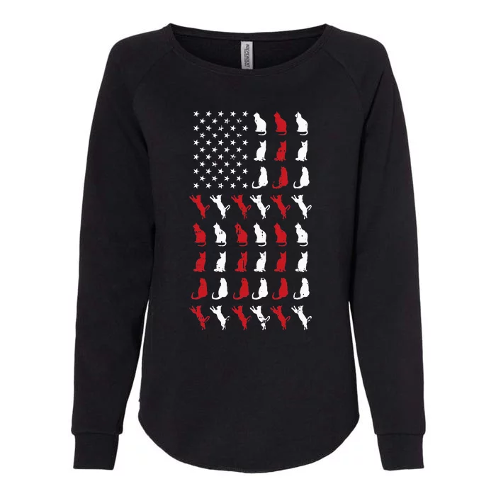 Patriotic Cat 4th Of July Vintage American Flag Pet Lover Womens California Wash Sweatshirt