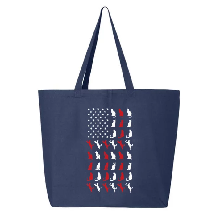 Patriotic Cat 4th Of July Vintage American Flag Pet Lover 25L Jumbo Tote