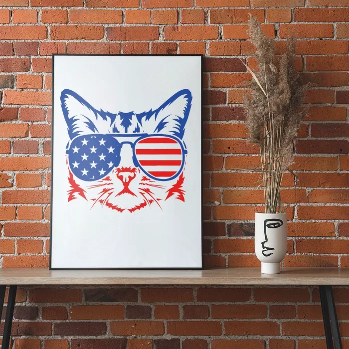 Patriotic Cat 4th Of July Meowica American Flag Sunglasses Poster