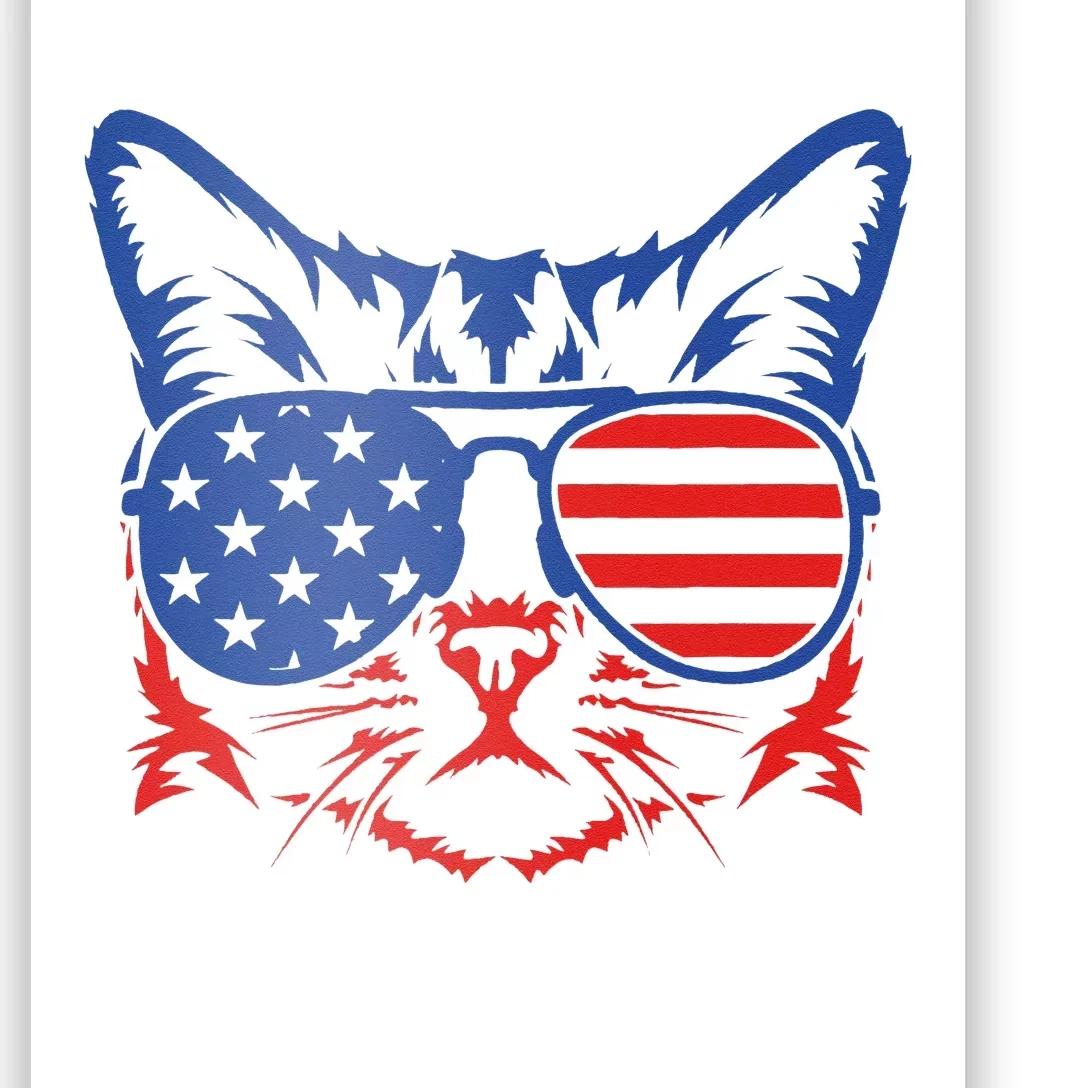 Patriotic Cat 4th Of July Meowica American Flag Sunglasses Poster