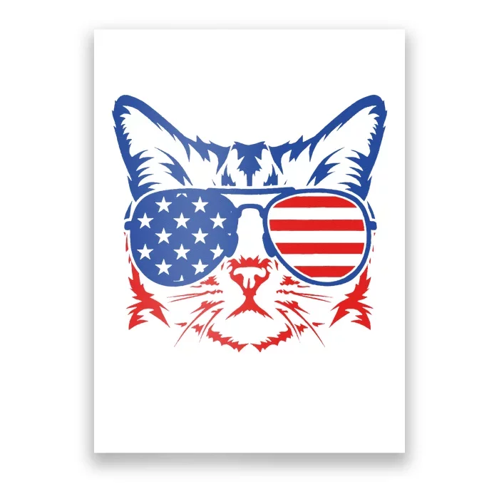 Patriotic Cat 4th Of July Meowica American Flag Sunglasses Poster