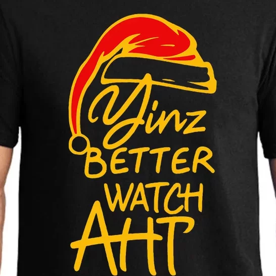 Pittsburgh Christmas 412 Yinzer Santa Yinz Better Watch Aht Pajama Set