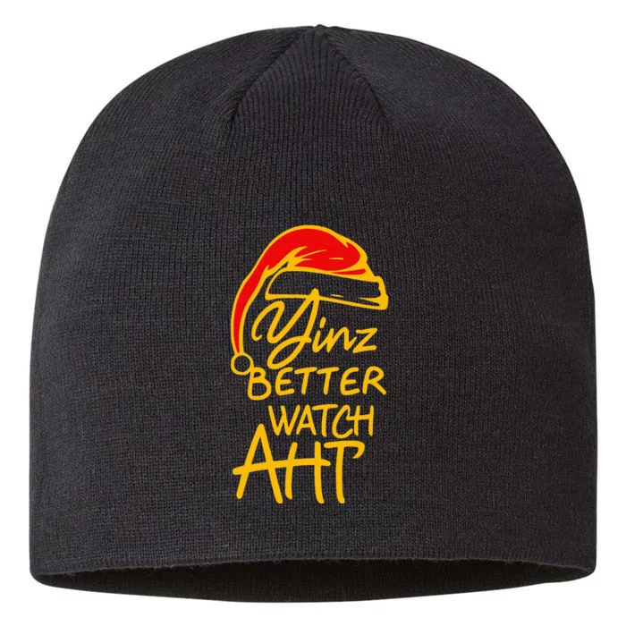 Pittsburgh Christmas 412 Yinzer Santa Yinz Better Watch Aht 8 1/2in Sustainable Knit Beanie