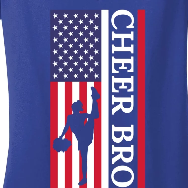 Patriotic Cheerleader 4th Of July American Flag Cheer Bro Gift Women's V-Neck T-Shirt