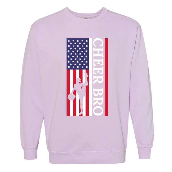 Patriotic Cheerleader 4th Of July American Flag Cheer Bro Gift Garment-Dyed Sweatshirt