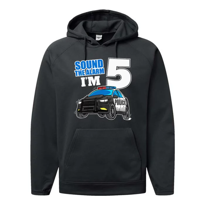 Police Car 5th Birthday Boy 5 Cop Policeman Officer Five Performance Fleece Hoodie