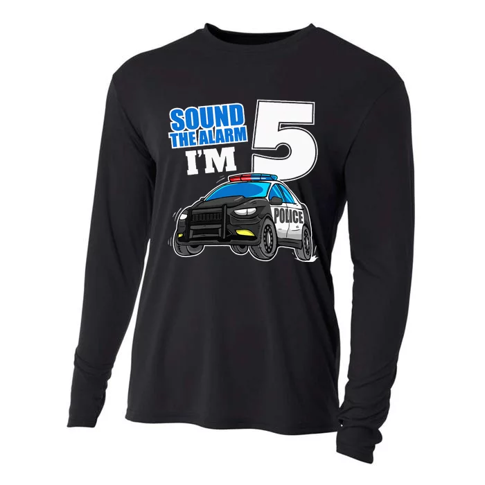 Police Car 5th Birthday Boy 5 Cop Policeman Officer Five Cooling Performance Long Sleeve Crew