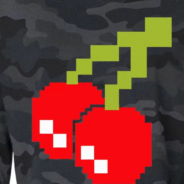 Pixel Cherries 80s Video Game Halloween Costume Cropped Pullover Crew