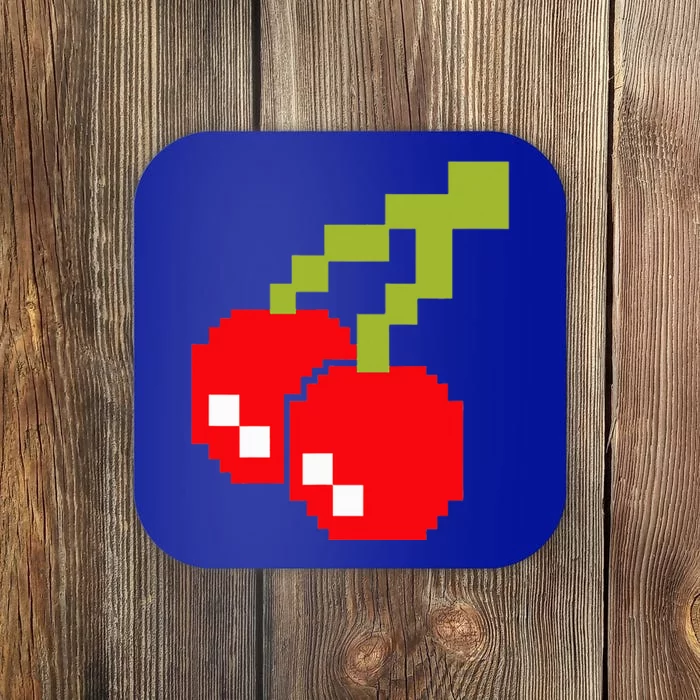 Pixel Cherries 80s Video Game Halloween Costume Coaster