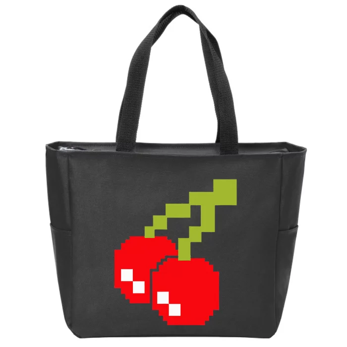 Pixel Cherries 80s Video Game Halloween Costume Zip Tote Bag