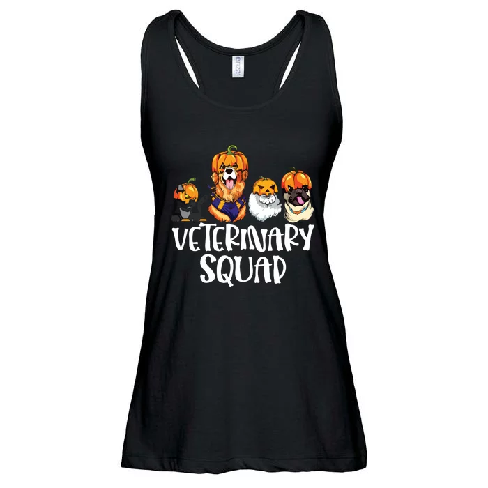 Pumpkin Cats And Dogs Fall Season Outfit Halloween Vet Squad Ladies Essential Flowy Tank