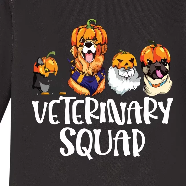 Pumpkin Cats And Dogs Fall Season Outfit Halloween Vet Squad Baby Long Sleeve Bodysuit