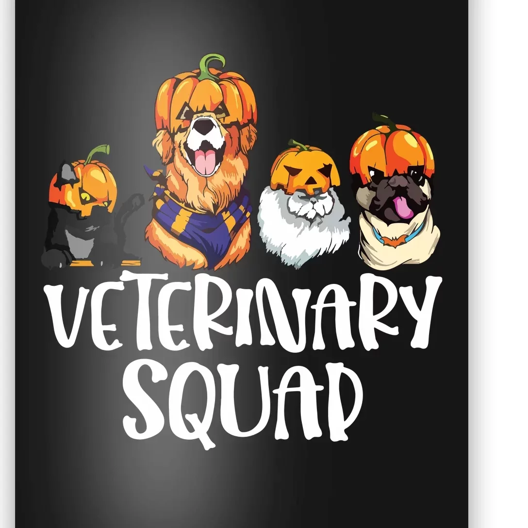 Pumpkin Cats And Dogs Fall Season Outfit Halloween Vet Squad Poster