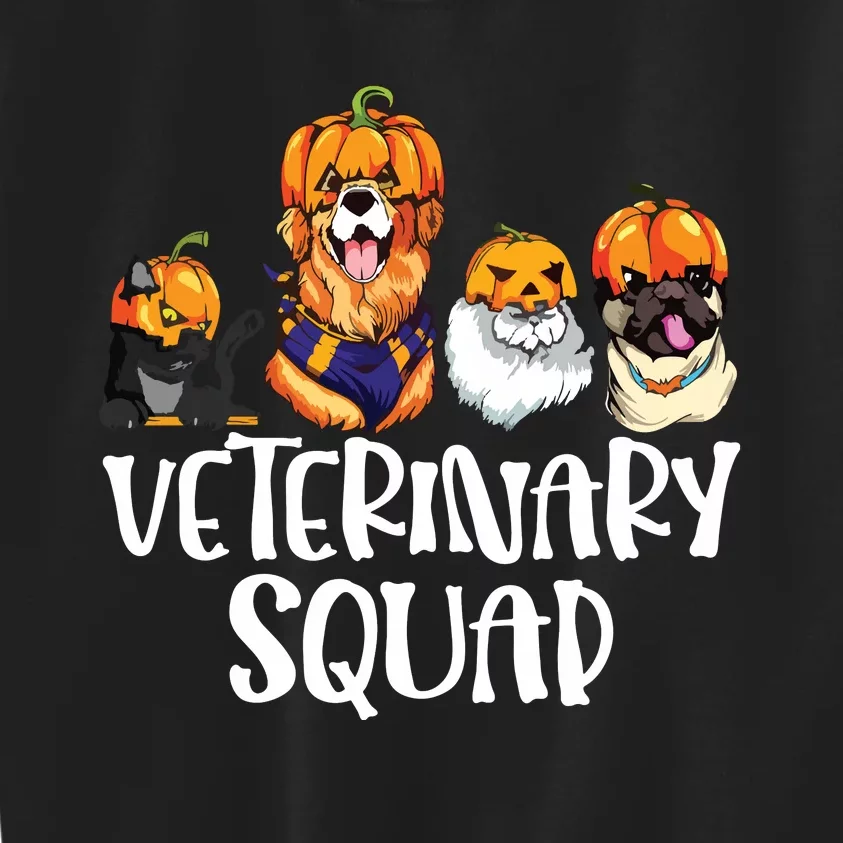 Pumpkin Cats And Dogs Fall Season Outfit Halloween Vet Squad Kids Sweatshirt