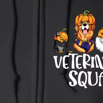 Pumpkin Cats And Dogs Fall Season Outfit Halloween Vet Squad Full Zip Hoodie