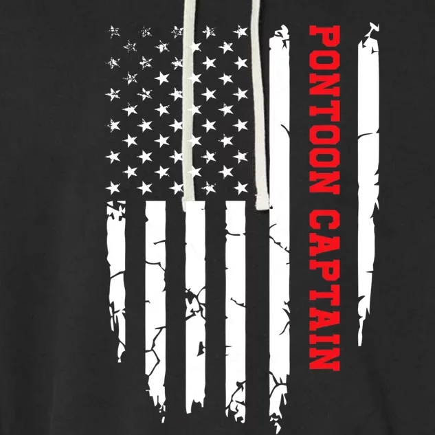 Pontoon Captain American Flag Pontooning Pontoon Boating Garment-Dyed Fleece Hoodie