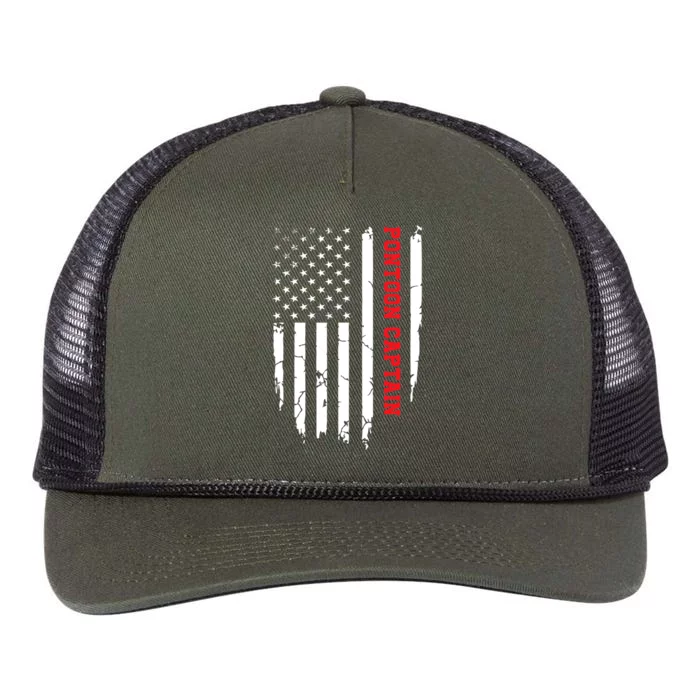 Pontoon Captain American Flag Pontooning Pontoon Boating Retro Rope Trucker Hat Cap