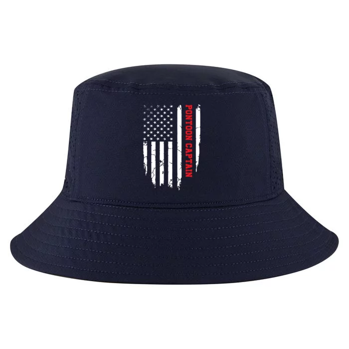 Pontoon Captain American Flag Pontooning Pontoon Boating Cool Comfort Performance Bucket Hat