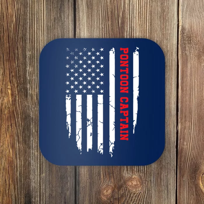 Pontoon Captain American Flag Pontooning Pontoon Boating Coaster