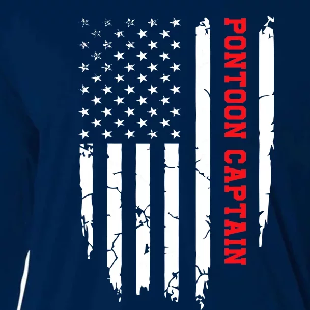 Pontoon Captain American Flag Pontooning Pontoon Boating Cooling Performance Long Sleeve Crew