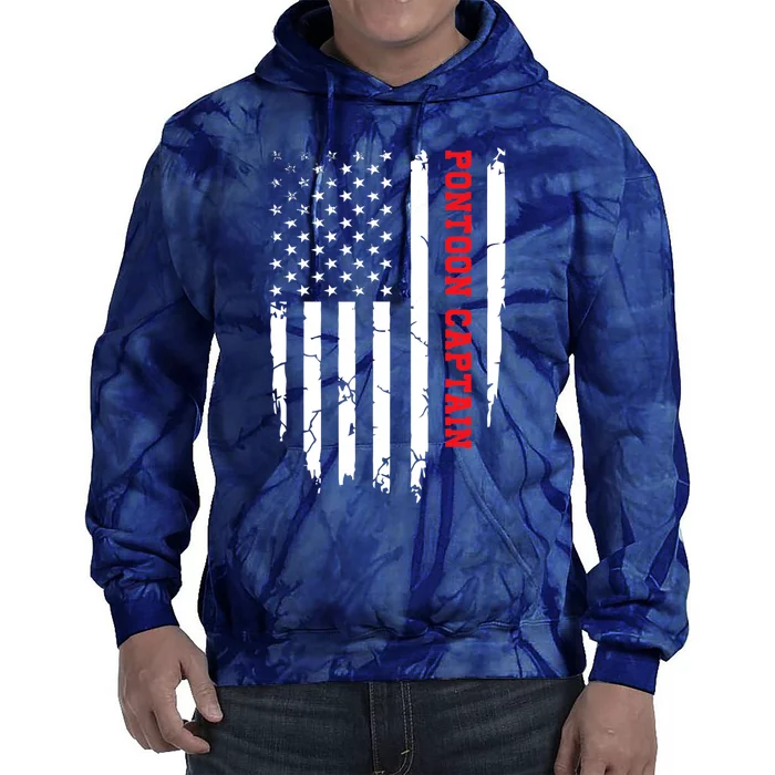 Pontoon Captain American Flag Pontooning Pontoon Boating Tie Dye Hoodie