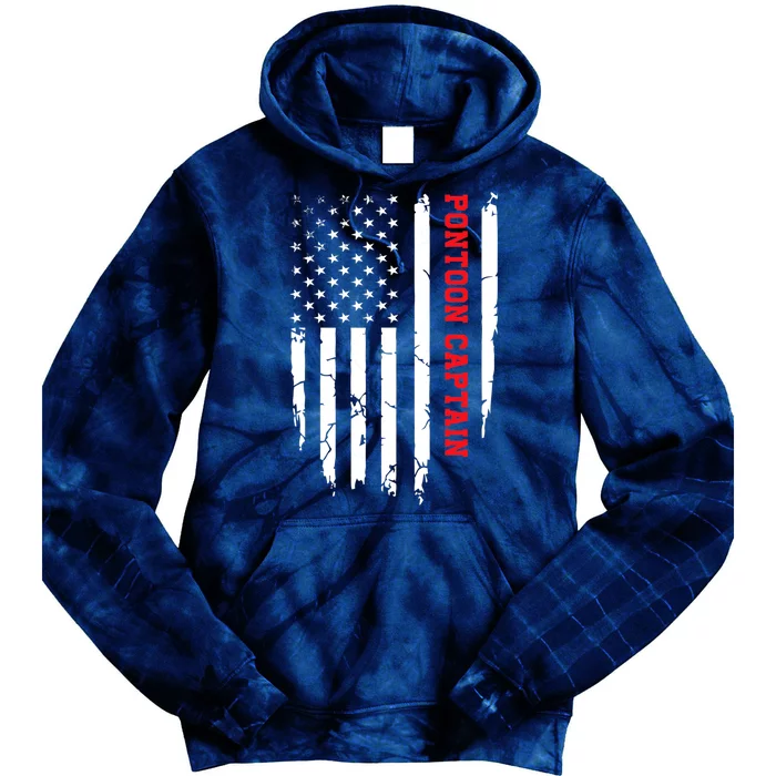 Pontoon Captain American Flag Pontooning Pontoon Boating Tie Dye Hoodie