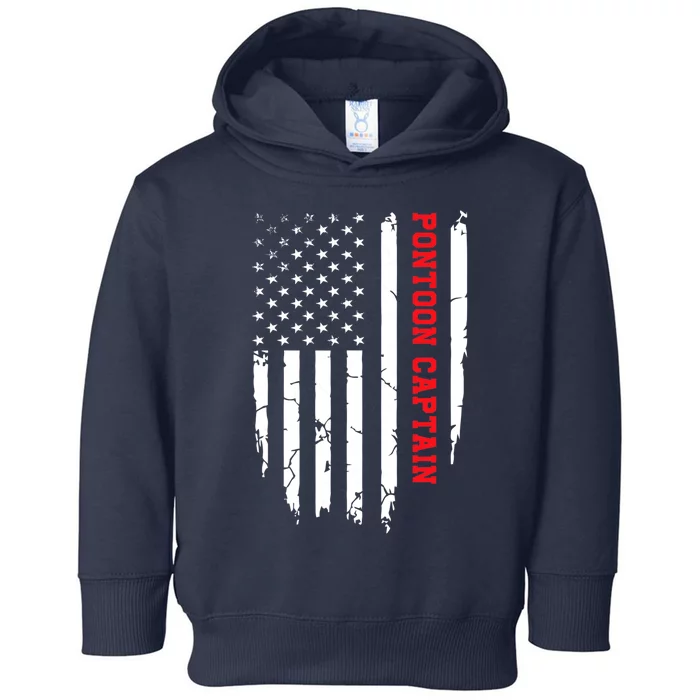 Pontoon Captain American Flag Pontooning Pontoon Boating Toddler Hoodie