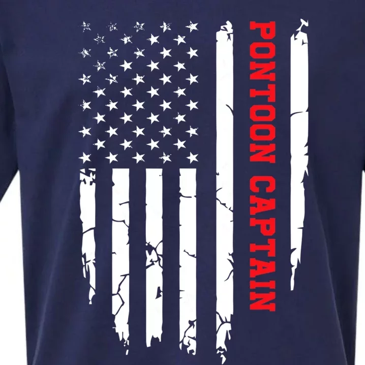 Pontoon Captain American Flag Pontooning Pontoon Boating Sueded Cloud Jersey T-Shirt