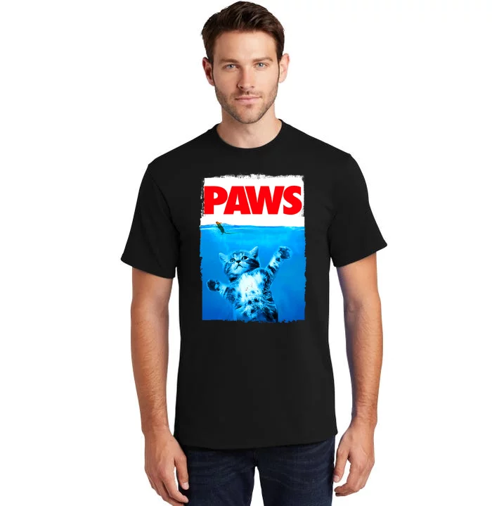 Paws Cat And Mouse Top, Cute Funny Cat Lover Parody Top Tall T-Shirt