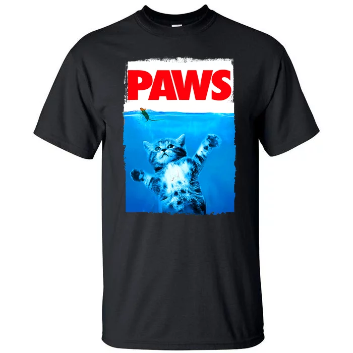 Paws Cat And Mouse Top, Cute Funny Cat Lover Parody Top Tall T-Shirt