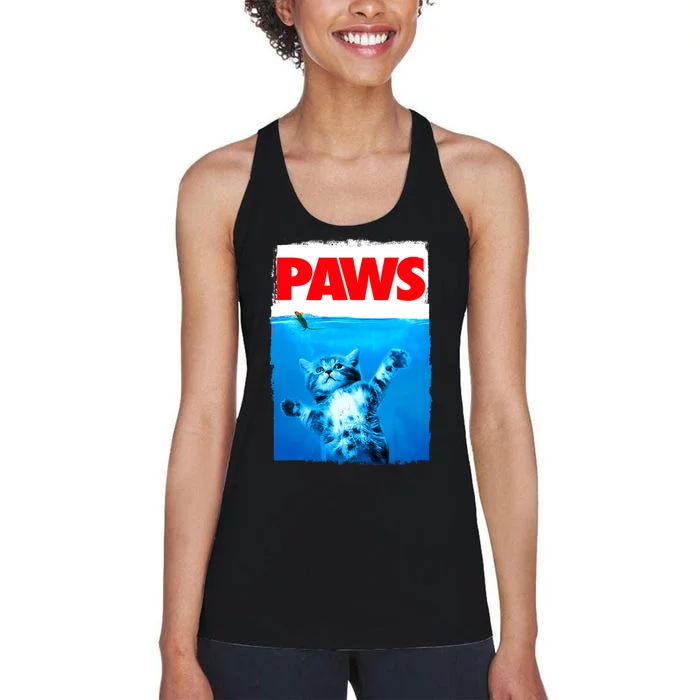 Paws Cat And Mouse Top, Cute Funny Cat Lover Parody Top Women's Racerback Tank