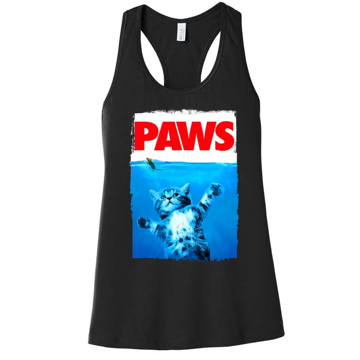 Paws Cat And Mouse Top, Cute Funny Cat Lover Parody Top Women's Racerback Tank