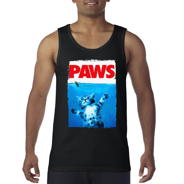 Paws Cat And Mouse Top Cute Funny Cat Lover Parody Tank Top