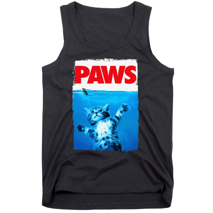 Paws Cat And Mouse Top Cute Funny Cat Lover Parody Tank Top